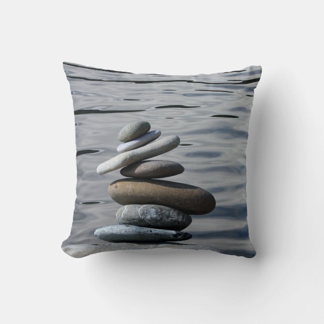 Stylish Landscape, Zen Stones,Sea Throw Pillow (Front)