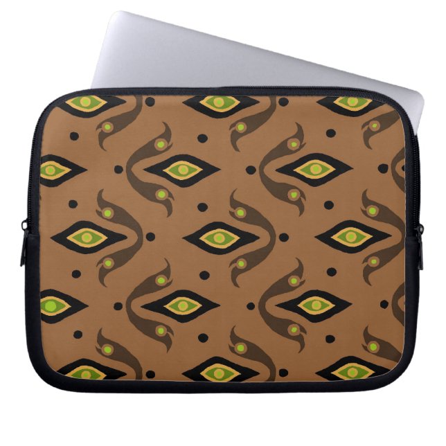 Stylish Laptop Sleeve, Brown, Black, Green Sleeve (Front)