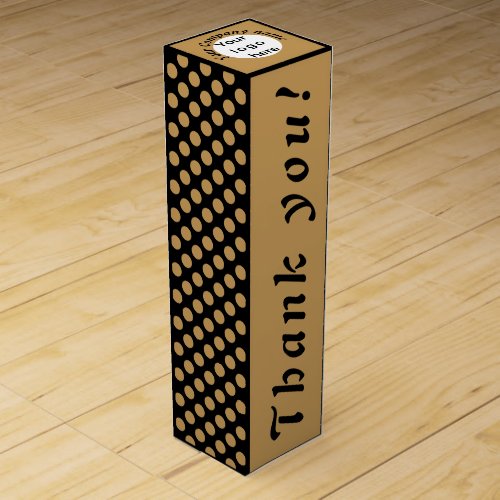 Stylish Latte Brown Polka Dot Thank You Wine Box