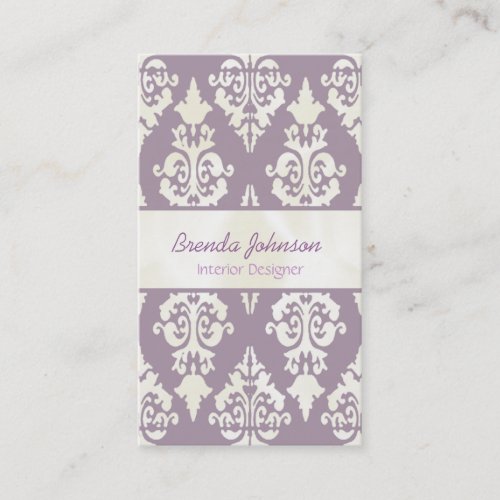 Stylish Lavender and Ivory Damask Business Card