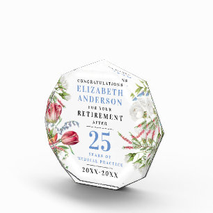 Stylish Lavender Blue Retirement Floral Garden Acrylic Award