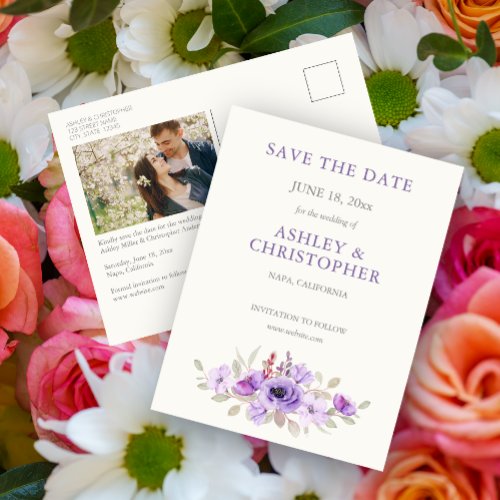 Stylish Lavender Floral Bouquet Wedding Invite