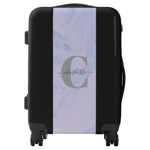 Stylish Lavender Marble Elegant Monogram Name  Luggage