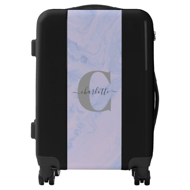 Stylish Lavender Marble Elegant Monogram Name  Luggage (Front)