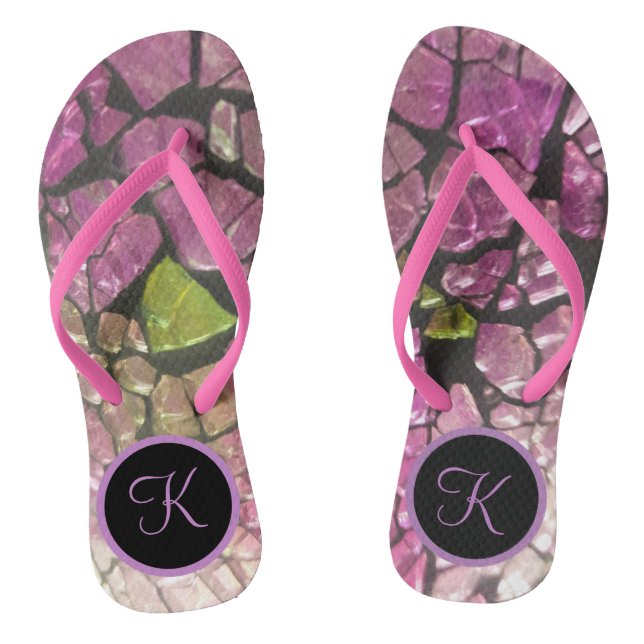 Stylish Lavender Mosaic Flip Flops (Footbed)