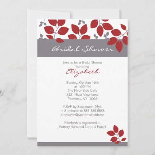 Stylish Leaf Fall Bridal Shower Invite