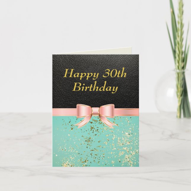Stylish Leather look glitter Sparkly 30th Birthday Card (Front)