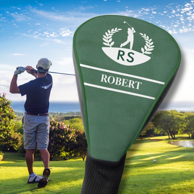 Stylish Leather Texture Personalized Monogram Name Golf Head Cover (Creator Uploaded)