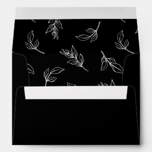 Stylish Leaves Pattern Wedding Invitation Envelope