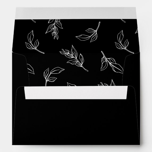 Stylish Leaves Pattern Wedding Invitation Envelope (Back (Bottom))