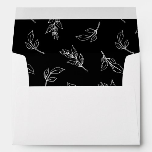 Stylish Leaves Pattern Wedding Invitation Envelope