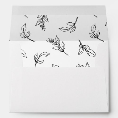 Stylish Leaves Pattern Wedding Invitation Envelope