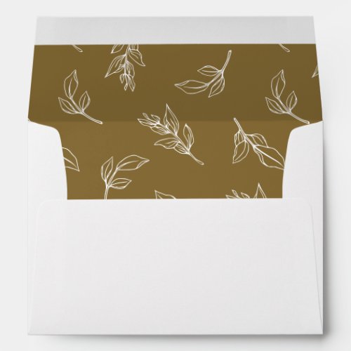 Stylish Leaves Pattern Wedding Invitation Envelope