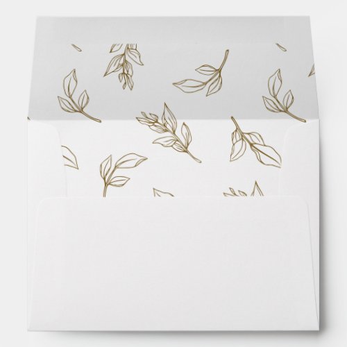 Stylish Leaves Pattern Wedding Invitation Envelope