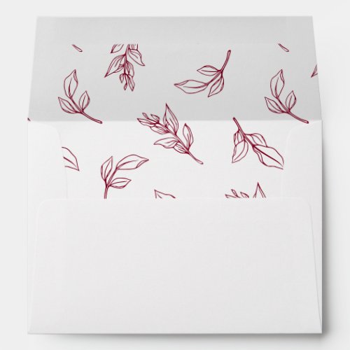 Stylish Leaves Pattern Wedding Invitation Envelope
