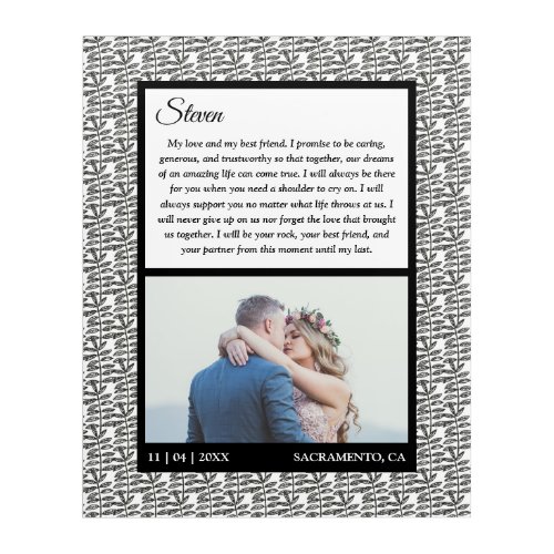 Stylish Leaves Wedding Photography Marriage Vows Acrylic Print