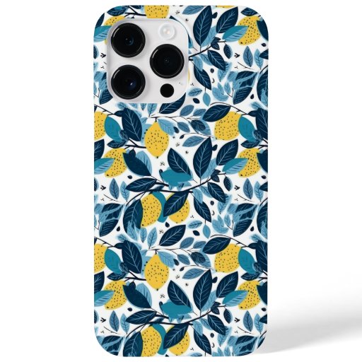 Stylish Lemon and Blue Floral Phone Case