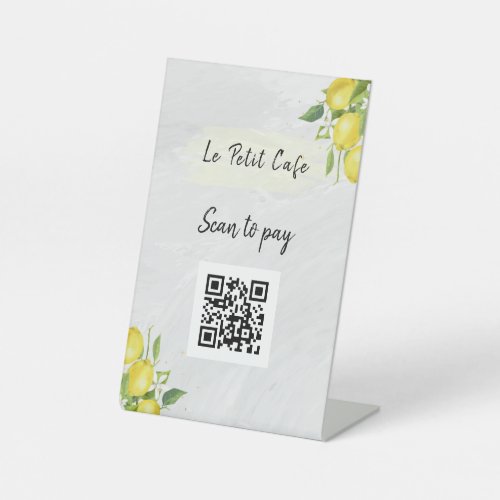 Stylish Lemons  QR Code Scan to Pay  Pedestal Sign