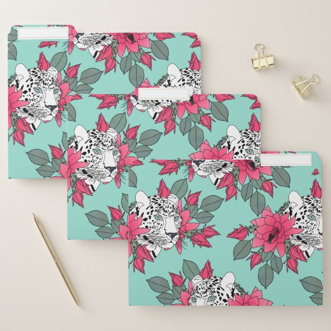 Stylish leopard and cactus flower pattern file folder (Set)