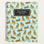 Stylish Leopard Animal Pattern Name | Blue Planner<br><div class="desc">This modern styled planner notebook features a pattern of leopards in various poses over a light blue background. Easy to personalize for any use - a gift, back to school, college, teens, moms, etc! The back contains the same background design as the front. Great for someone who needs to stay...</div>