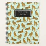 Stylish Leopard Animal Pattern Name | Mint Planner<br><div class="desc">This modern styled planner notebook features a pattern of leopards in various poses over a light mint green background. Easy to personalize for any use - a gift, back to school, college, teens, moms, etc! The back contains the same background design as the front. Great for someone who needs to...</div>