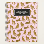 Stylish Leopard Animal Pattern Name | Pink Planner<br><div class="desc">This modern styled planner notebook features a pattern of leopards in various poses over a light pink background. Easy to personalize for any use - a gift, back to school, college, teens, moms, etc! The back contains the same background design as the front. Great for someone who needs to stay...</div>