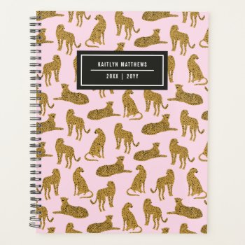 Stylish Leopard Animal Pattern Name | Pink Planner by Orabella at Zazzle