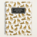 Stylish Leopard Animal Pattern Name | White Planne Planner<br><div class="desc">This modern styled planner notebook features a pattern of leopards in various poses over a white background. Easy to personalize for any use - a gift, back to school, college, teens, moms, etc! The back contains the same background design as the front. Great for someone who needs to stay organized!...</div>