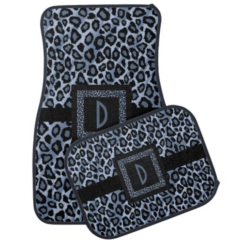 Stylish Leopard Animal Print Pattern  Blue Car Mat