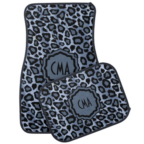 Stylish Leopard Animal Print Pattern  Blue Car Mat