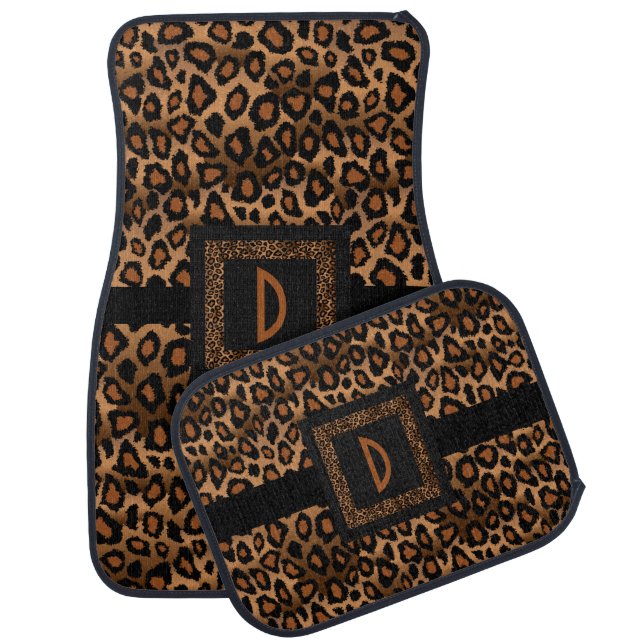 Stylish Leopard Animal Print Pattern | Brown Car Floor Mat (Set)