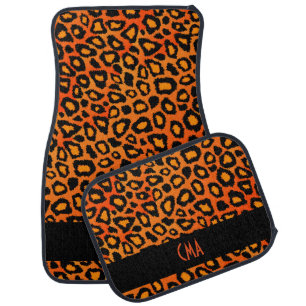 Stylish Leopard Animal Print Pattern Orange Car Floor Mat