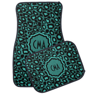 Stylish Leopard Animal Print Pattern   Teal Car Ma Car Floor Mat