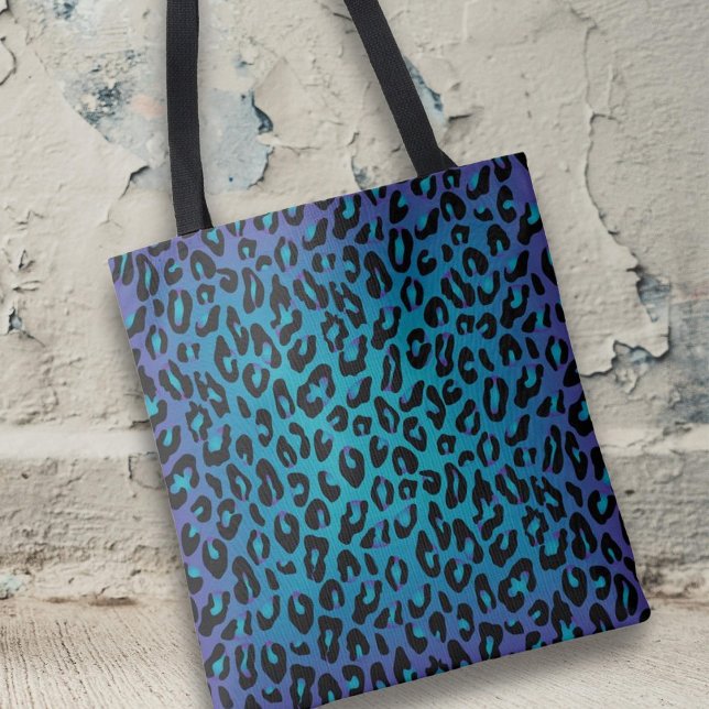 Stylish Leopard Animal Print Purple Ombre Girly Tote Bag (Creator Uploaded)