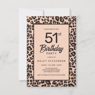 Stylish Leopard Animal Print Trendy 51st Birthday Invitation