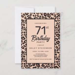 Stylish Leopard Animal Print Trendy 71st Birthday Invitation