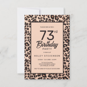 Stylish Leopard Animal Print Trendy 73rd Birthday Invitation