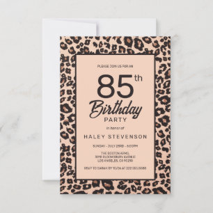 Stylish Leopard Animal Print Trendy 85th Birthday Invitation