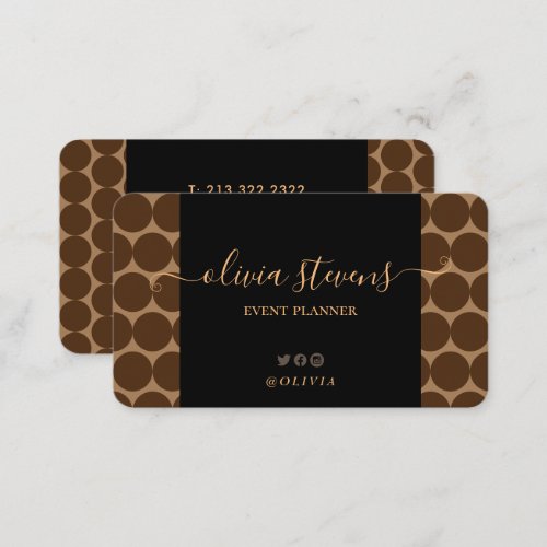 Stylish Leopard Brown Beige Polka Dots Signature Business Card