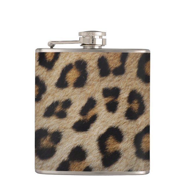 Stylish leopard cheetah fur animal print pattern flask (Front)