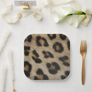 Stylish leopard cheetah fur animal print pattern paper plates
