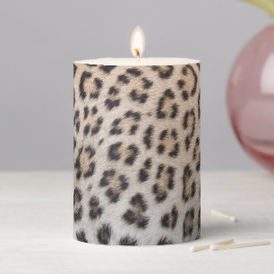 Stylish leopard cheetah fur animal print pattern pillar candle