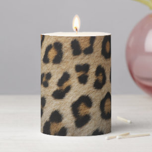 Stylish leopard cheetah fur animal print pattern pillar candle