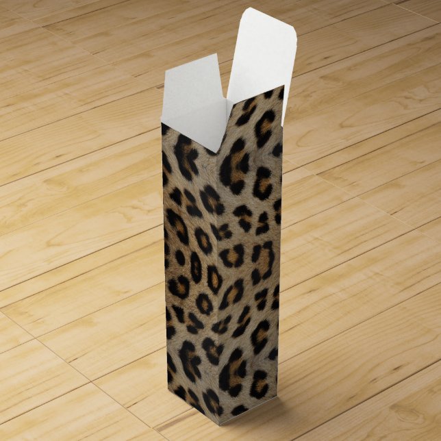 Stylish leopard cheetah fur animal print pattern wine box (Opened)