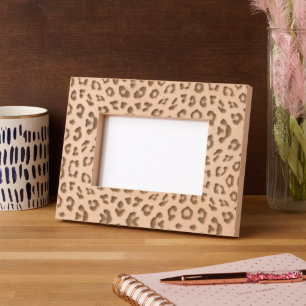 Stylish leopard fur animal print girly chic engraved frames