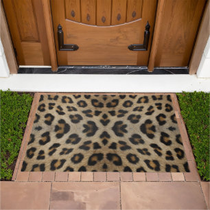 Stylish leopard fur animal print pattern bold fun doormat