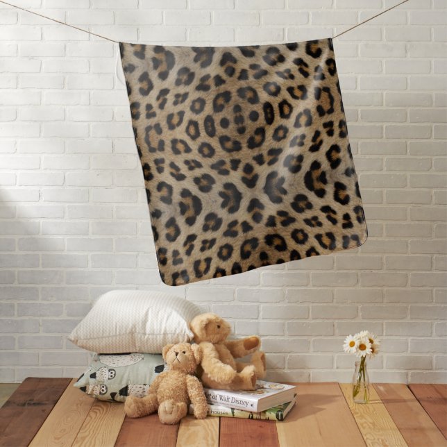 Stylish leopard fur animal print pattern trendy baby blanket (In Situ)