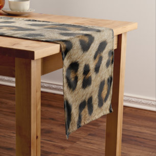 Stylish leopard fur animal print trendy girly chic short table runner