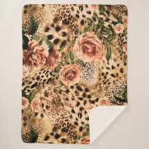 Stylish Leopard Pattern Print with Flowers Texture