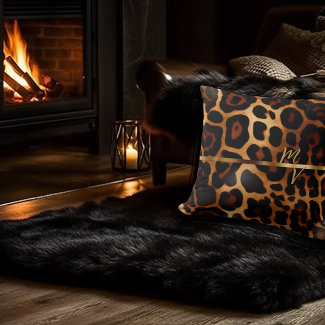 Stylish Leopard Print and Gold Monogrammed 